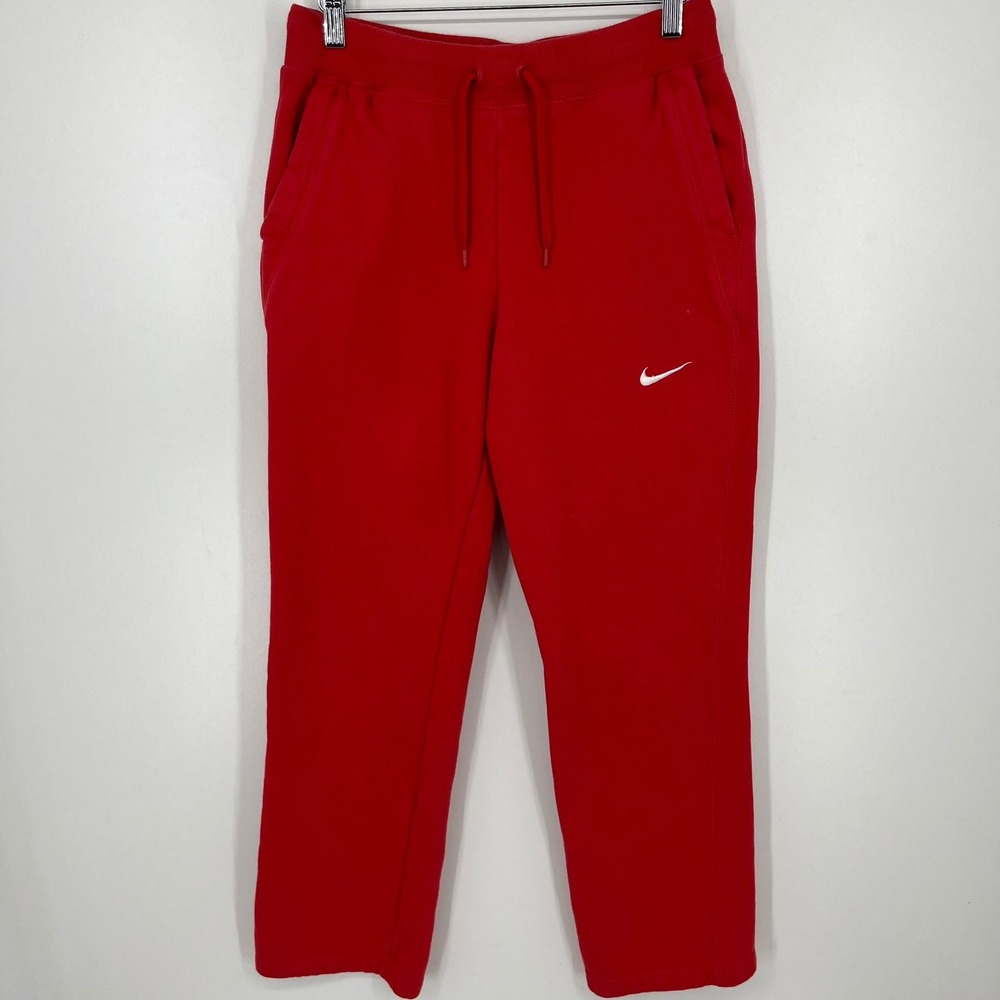 Nike Mens Fleece Sweatpants Red Embroidered Logo Joggers Activewear Size S